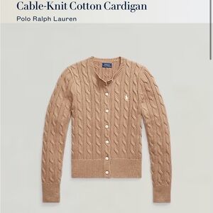 Polo Ralph Lauren Tan Cable Knit Cotton Cardigan Sweater XL